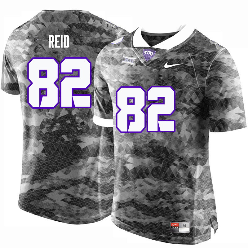 Men #82 Charlie Reid TCU Horned Frogs College Football Jerseys-Gray - Click Image to Close
